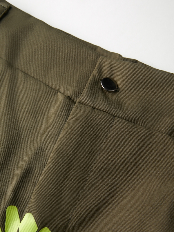 Men's Letter Print Multi Pocket Drawstring Wide Leg Pants-5