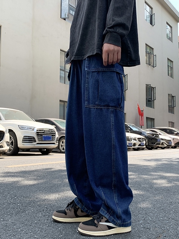 Men's Vintage Big Pocket Cargo Jeans-3