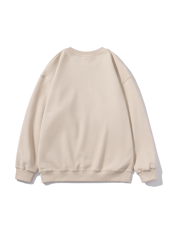 Men’s Solid Color Twill Crew Neck Sweatshirt-1