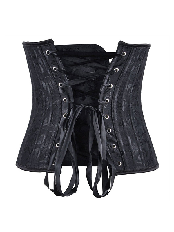 Vintage Jacquard Tie Back Corset Top-1
